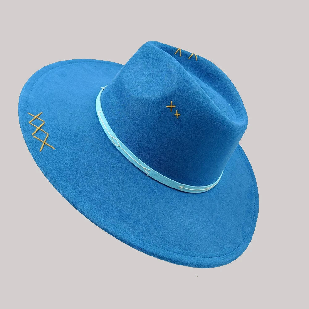 Suede Fedora Hat 9.5cm Wide Brim Suede Hats for Women and Men Hand Sewn Autumn Winter Jazz Hat Fashion chapeau femme шляпа