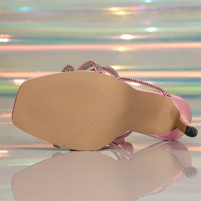 Rhinestone Slip-On Closure Heels