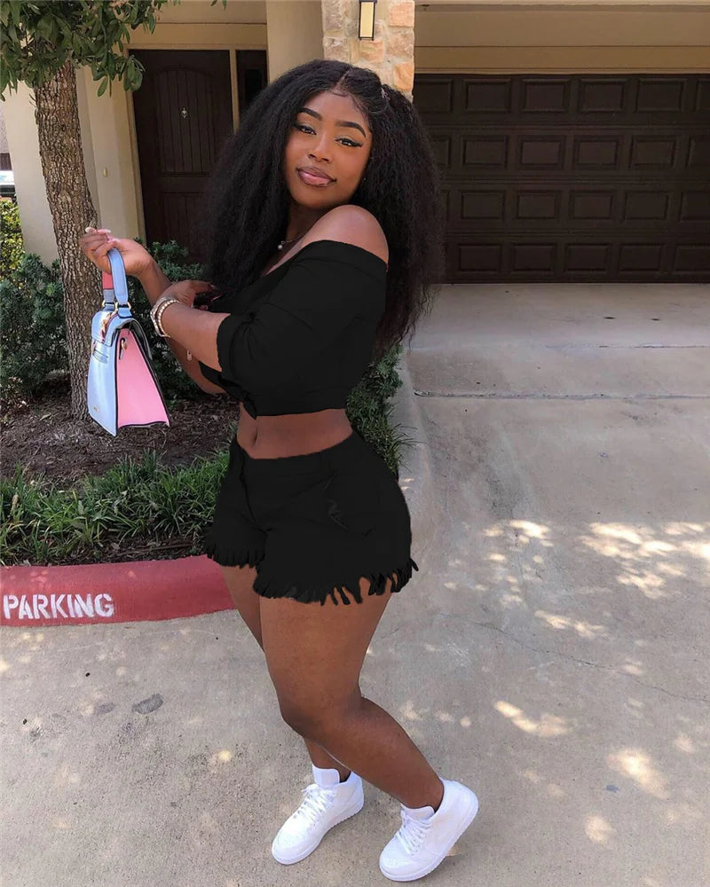 Crop Top & Shorts 2 Piece S-4XL Set