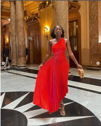 One Shoulder Sleeveless Dress