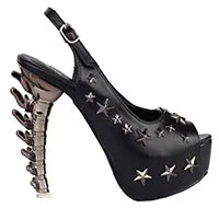 Star Stud Sling Back Platform Bone Heels