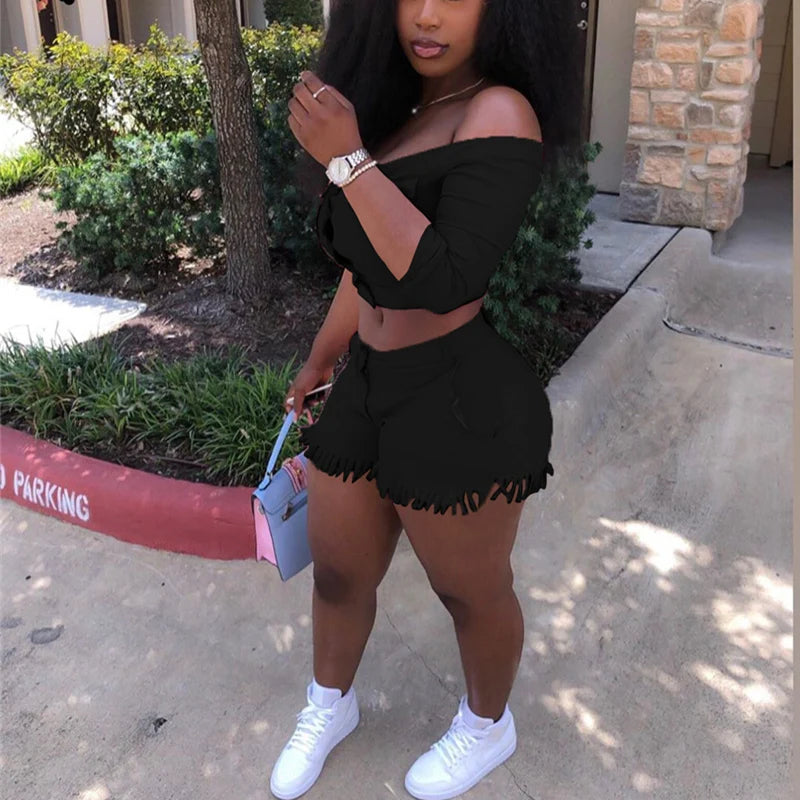 Crop Top & Shorts 2 Piece S-4XL Set
