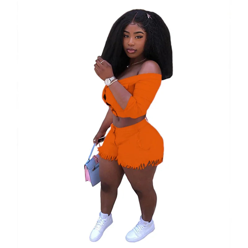 Crop Top & Shorts 2 Piece S-4XL Set
