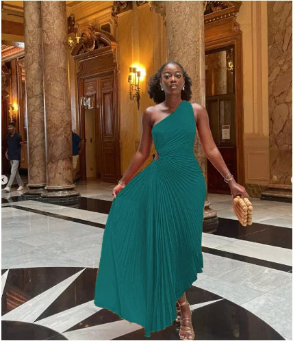 One Shoulder Sleeveless Dress