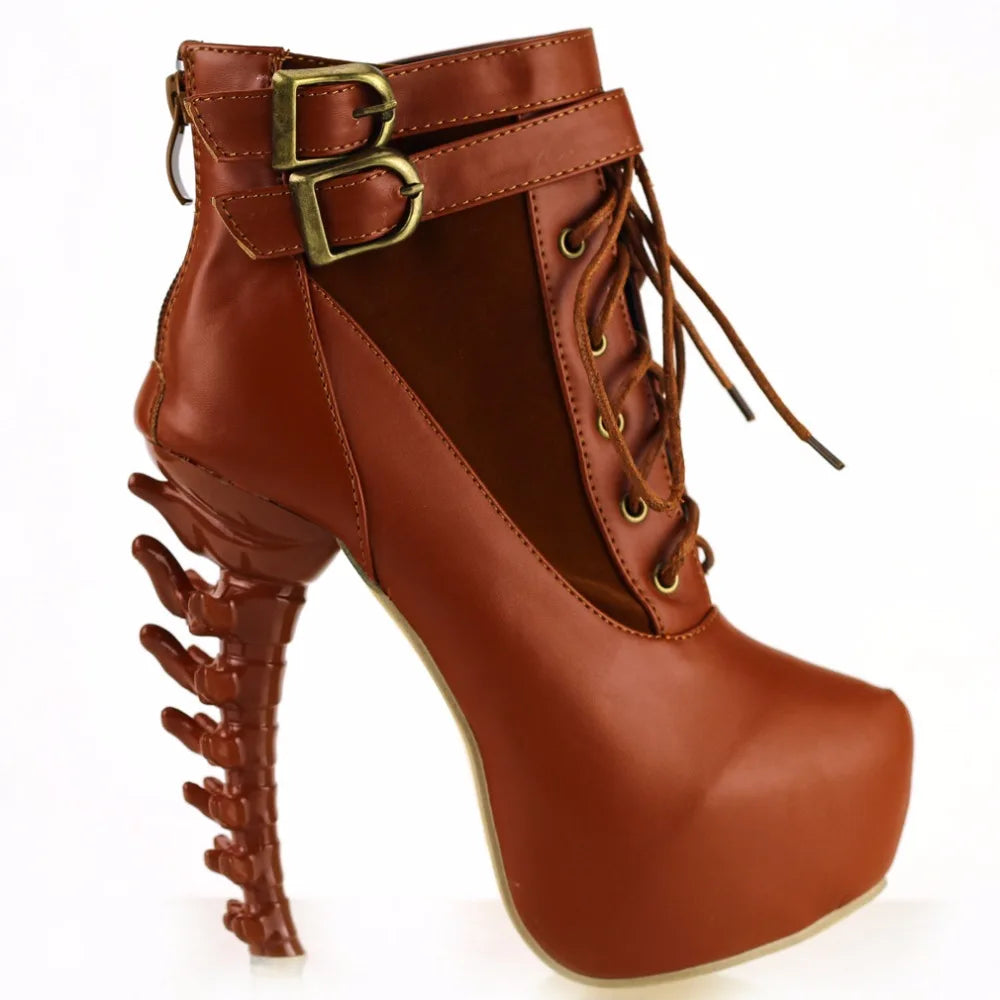 High Top Bone High Heel Platform Boots