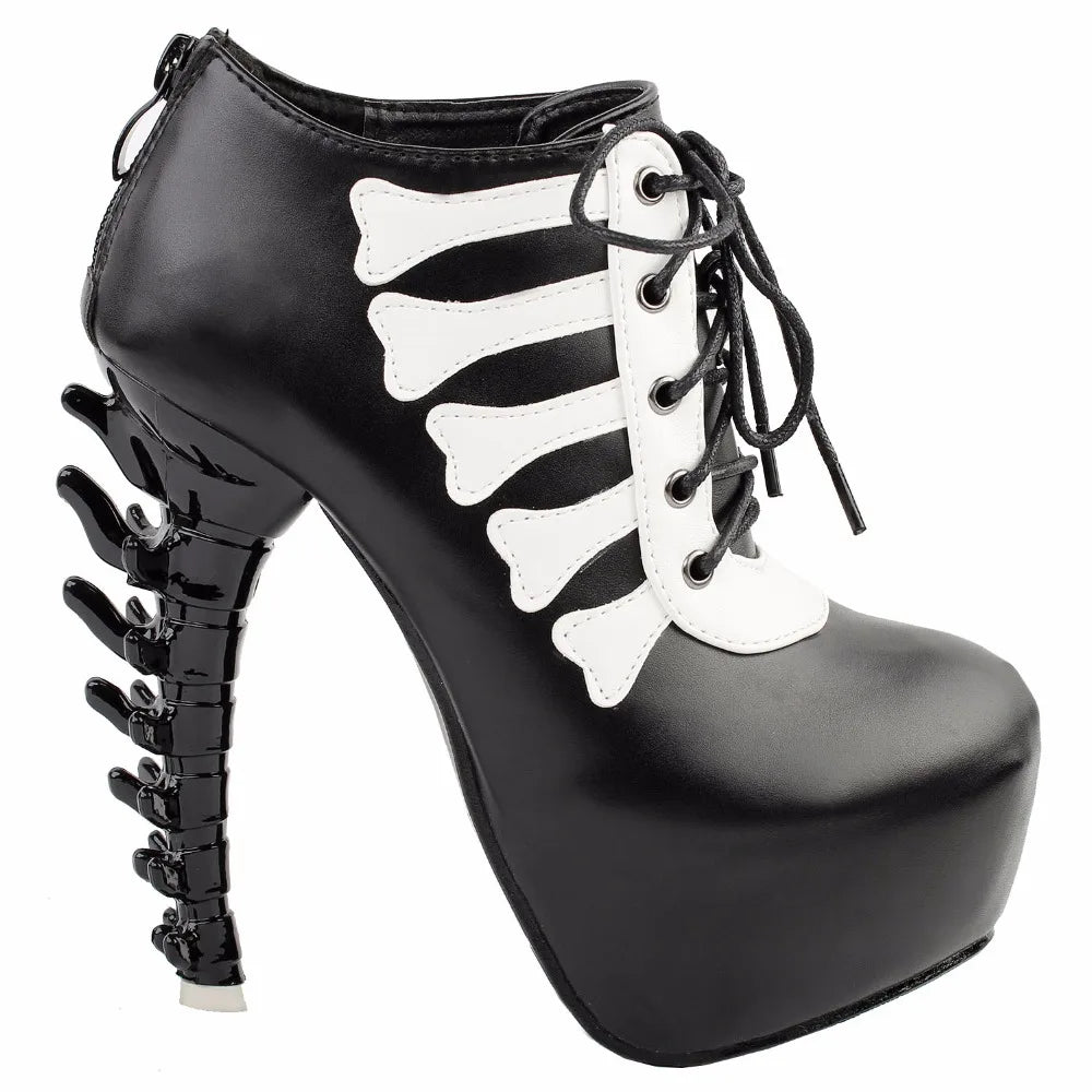 Punk Bone Platform Ankle Boots