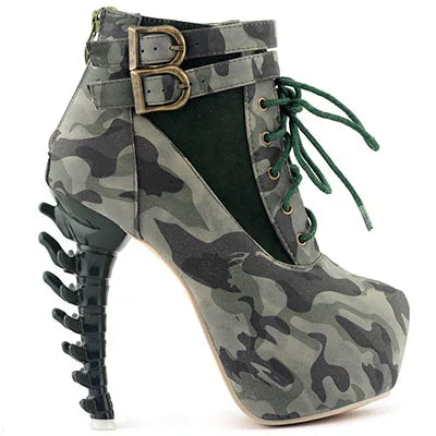 High Top Bone High Heel Platform Boots