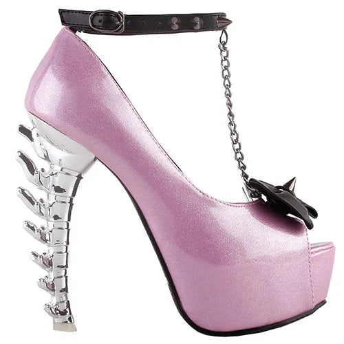 Unique Print Stud Chain Bone Heels