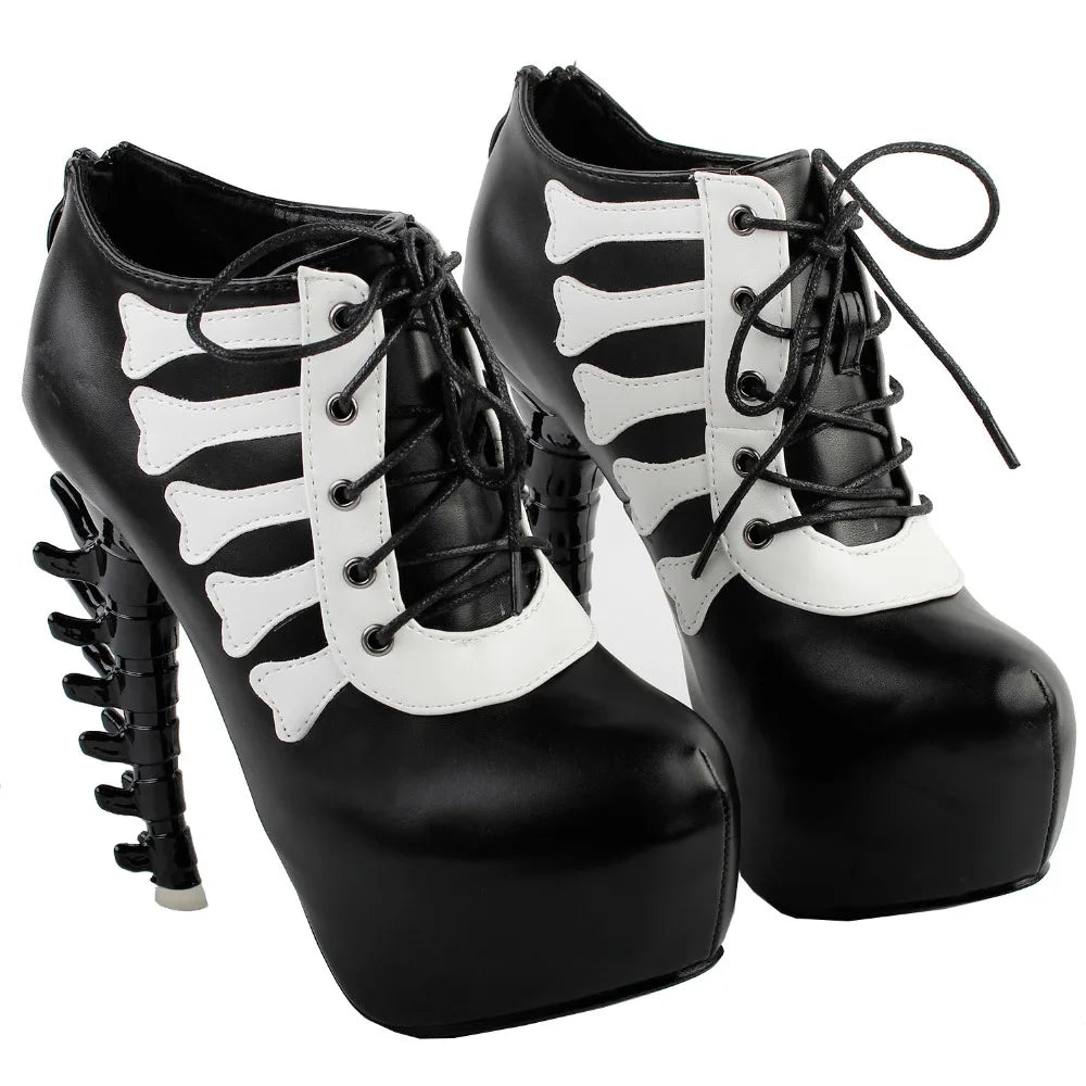 Punk Bone Platform Ankle Boots