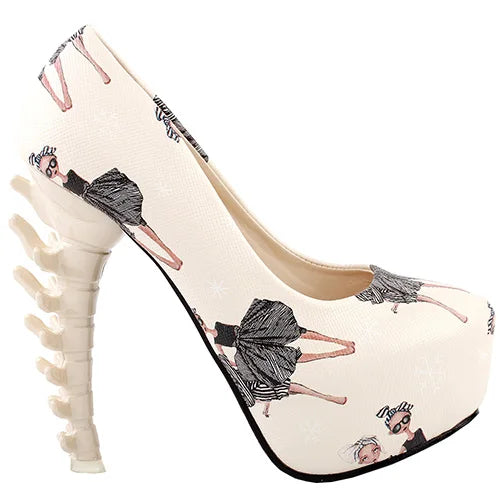 Unique Print Platform Bone Heels