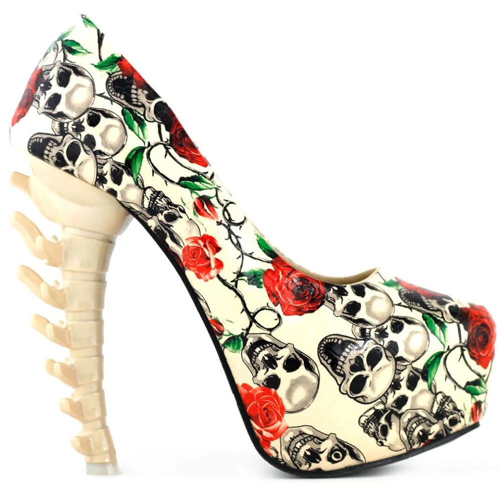 Unique Print Platform Bone Heels