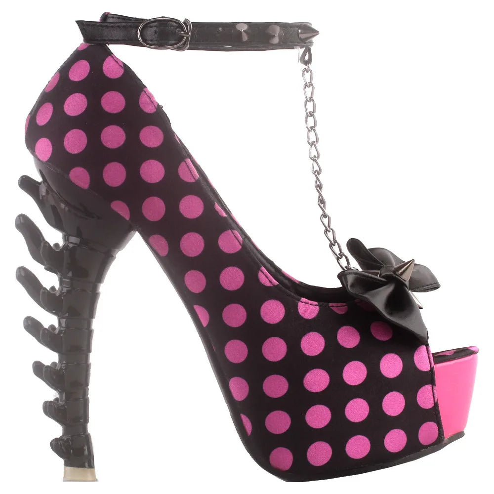 Unique Print Stud Chain Bone Heels