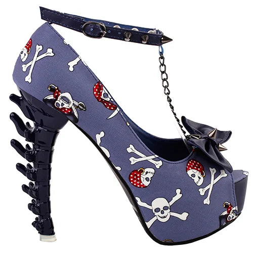 Unique Print Stud Chain Bone Heels