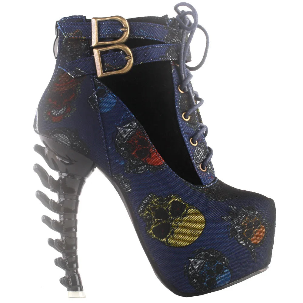 High Top Bone High Heel Platform Boots