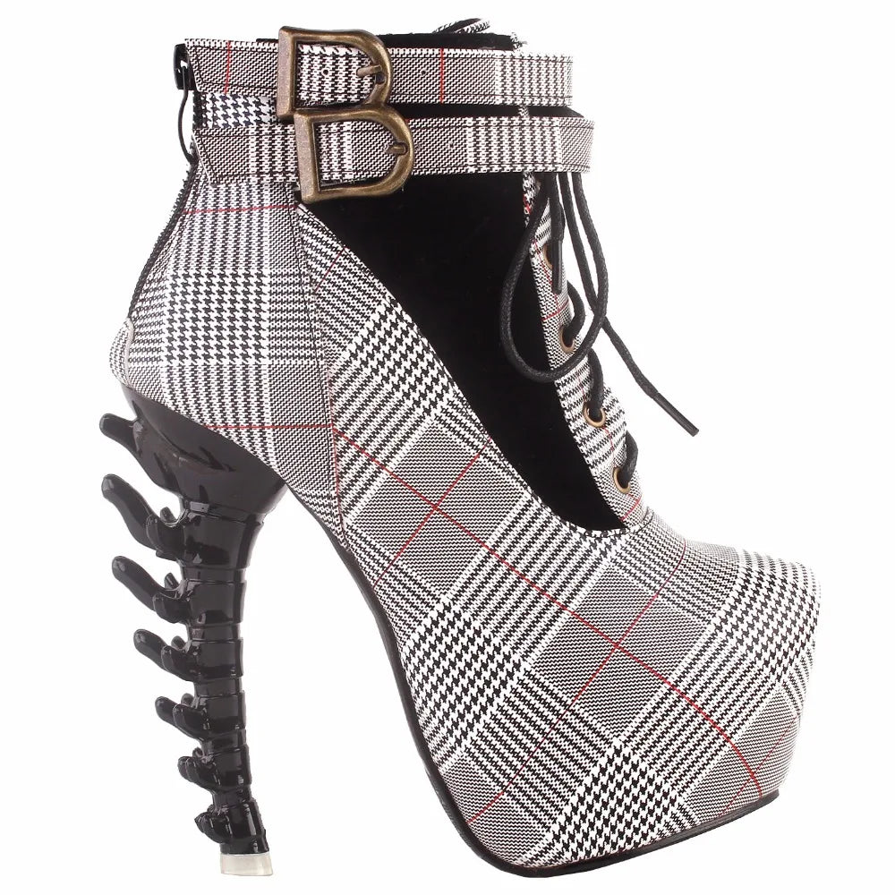 High Top Bone High Heel Platform Boots