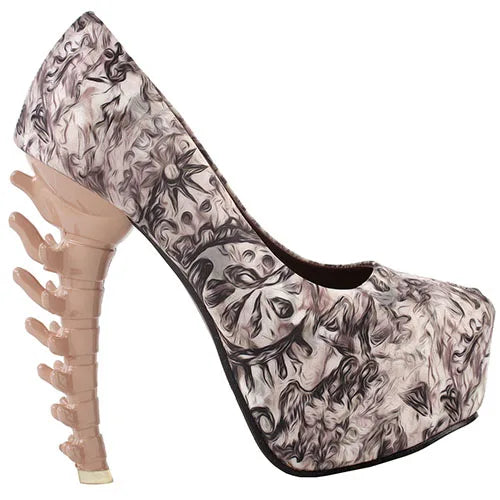 Unique Print Platform Bone Heels