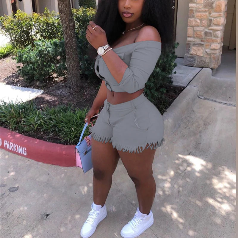 Crop Top & Shorts 2 Piece S-4XL Set