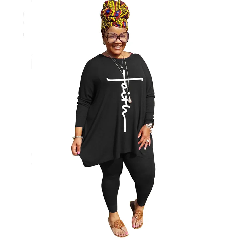 Plus Size Two Piece Set Women Clothing 2021 Crop Top Loog Sleeve Solid Pants Sets Fall Clothes Tracksuit Wholesale Dropshipping