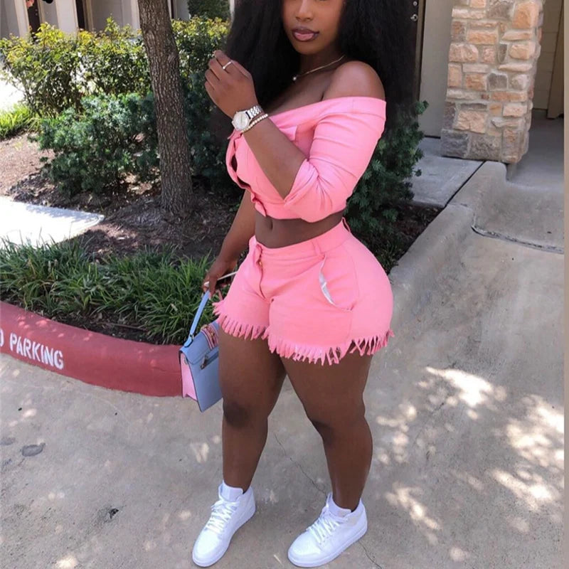 Crop Top & Shorts 2 Piece S-4XL Set