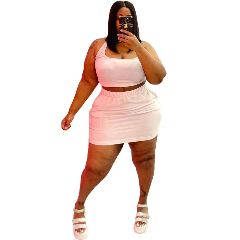 2 Piece Sexy Crop Tops and Skirt Set