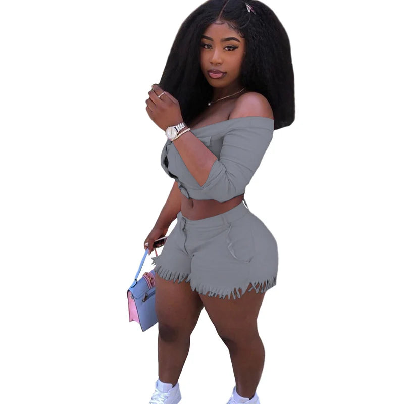 Crop Top & Shorts 2 Piece S-4XL Set