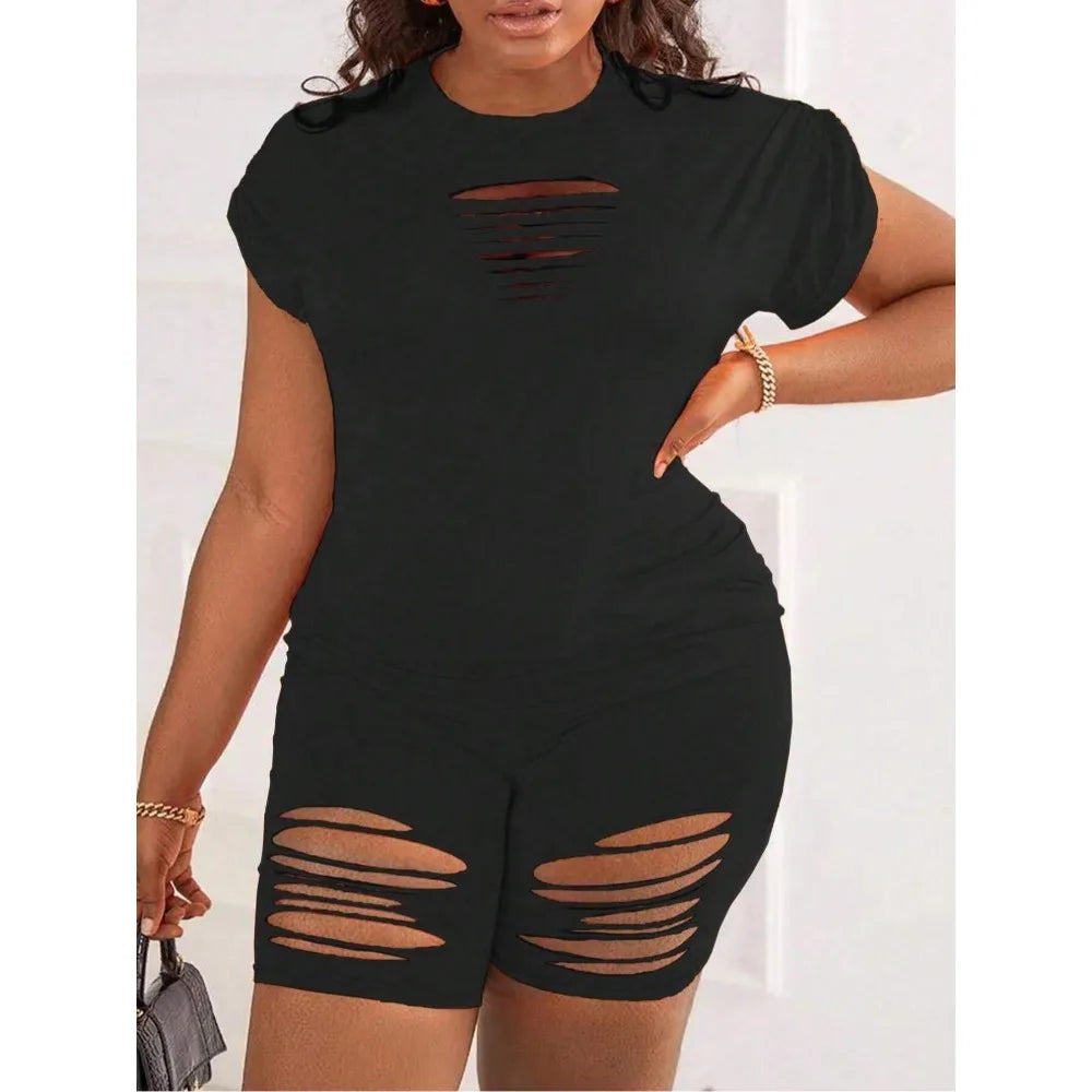 Slit 2 Piece Shorts Set