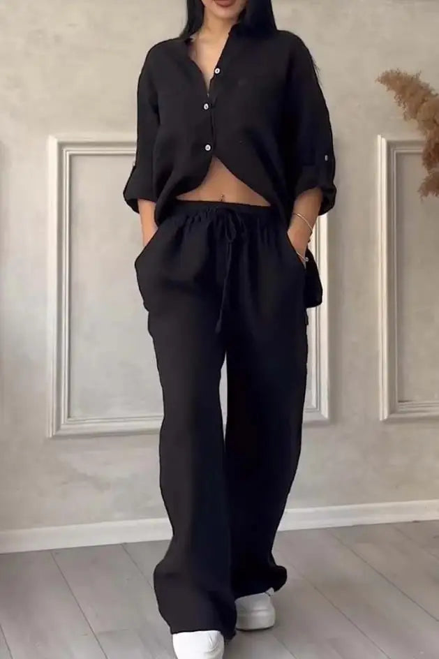 2 Piece Wide Leg Pants Set