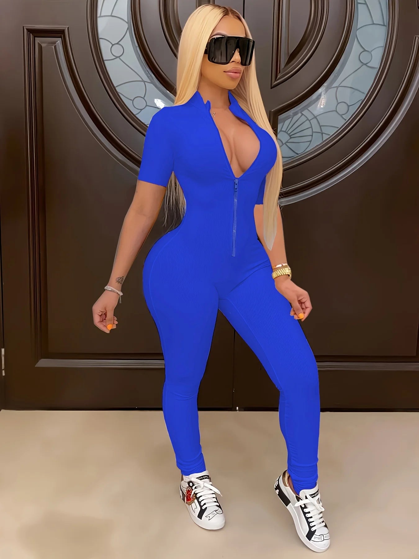 Jumpsuits for Women Casual Fashion Spring and Summer Slim Fit Zippered Small Rips Jumpsuit Monos Mujer Elegante Bodysuit