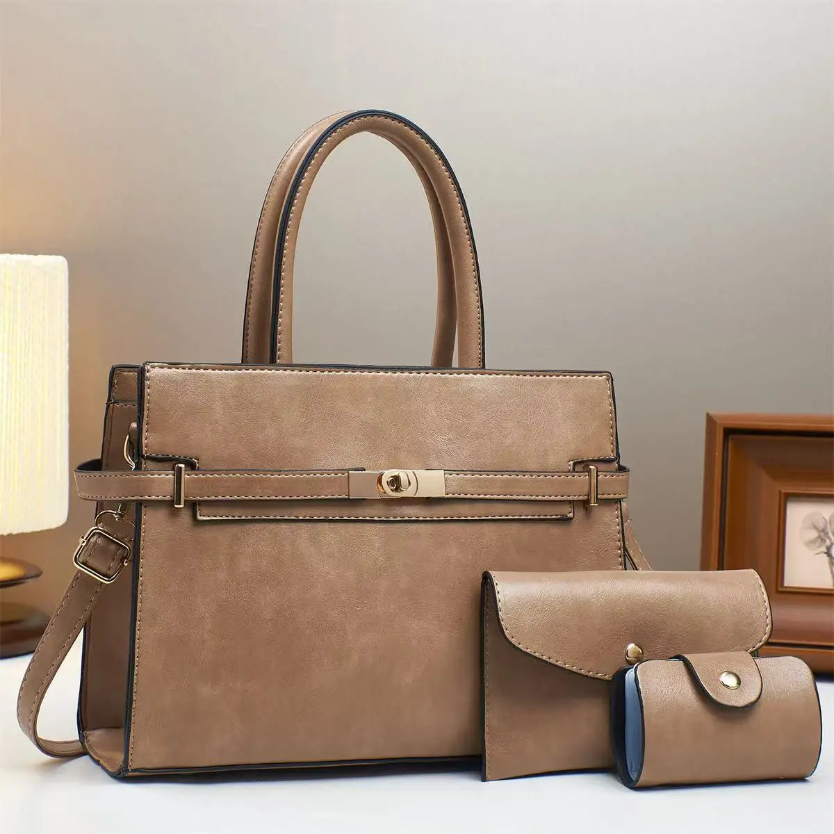 2025 Premium 3-Piece Tote Set - Luxe Structured Handbags, Minimalist Women's Office Purse Collection, Trendy Work Essentials