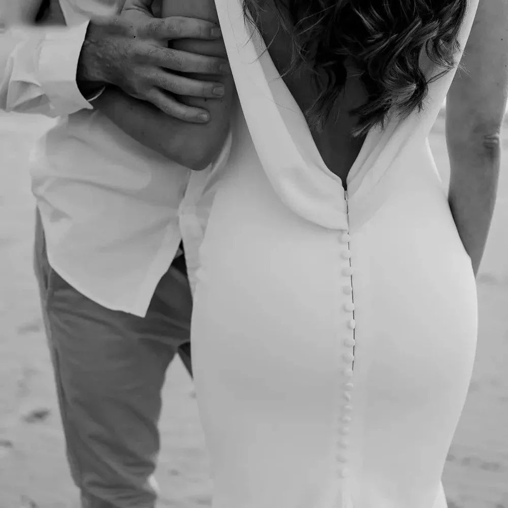 Plus Size Wedding Dress Women Simple Sleeveless V Neck Brides Banquet Wedding Party Dress Elegant mermaid Bridal Gown Customizd