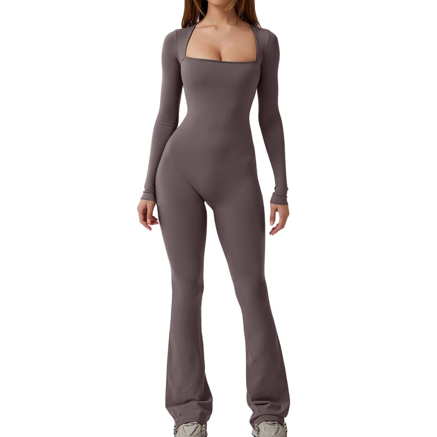 Square Neck Solid Color Romper