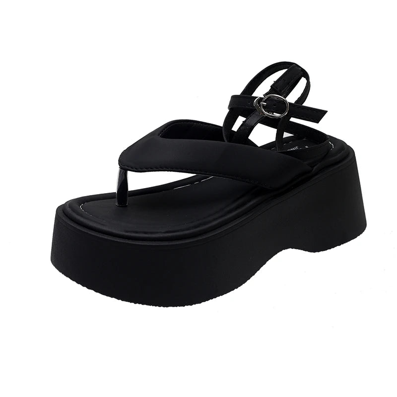 Platform Buckle Flip Flop Slingback Sandals