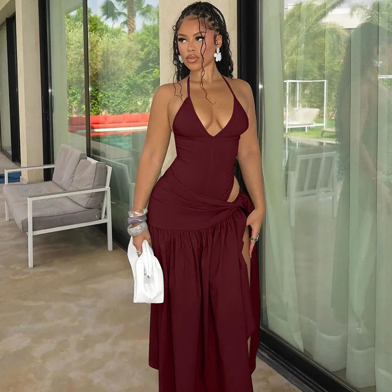 Elegant Fashion Women's Set Sleeveless Strap Bodysuit +Long Skirts Set Autumn Tracksuit Sexy 2025 Tie Up Two 2 Piece Set Outfits