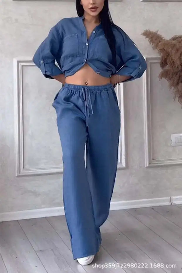 2 Piece Wide Leg Pants Set