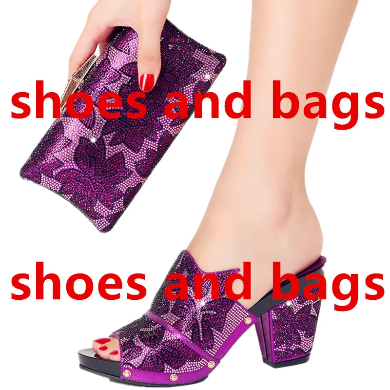 Italian Design Women's High Heel Sandals & Clutch Set | Non-Slip Comfortable Wedding, Prom, Party Pumps | Size 38-43 | 6 Colors