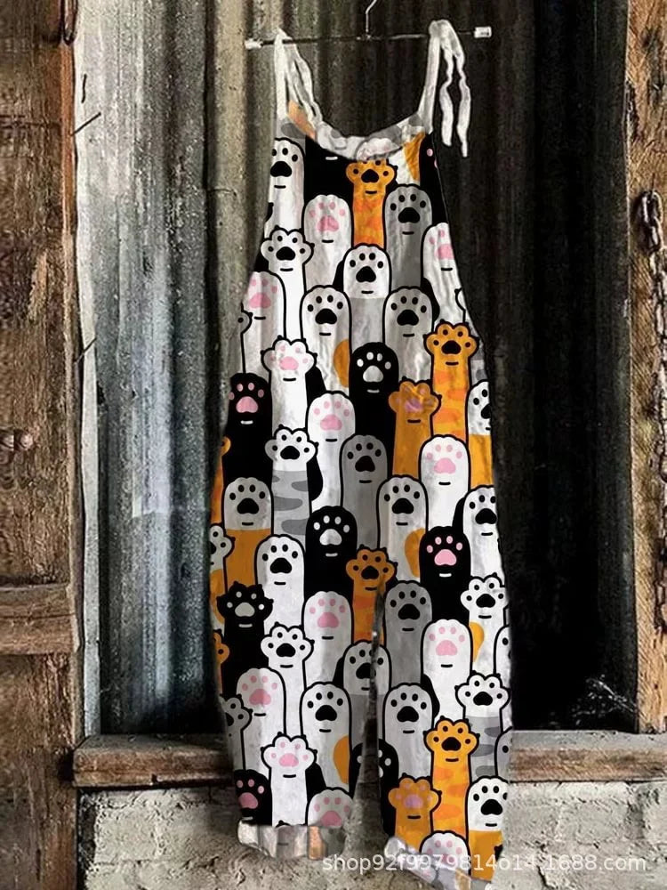 Fashionable and Casual Jumpsuit With Retro 3D Printing, Loose and Comfortable Plus Size For Women. Posey, You Want Summer Jumpsu