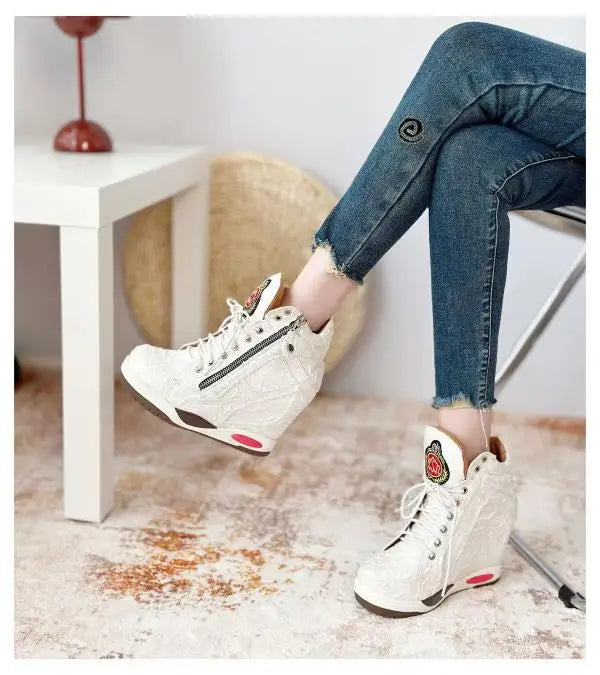 Platform Round Toe Wedge Boots