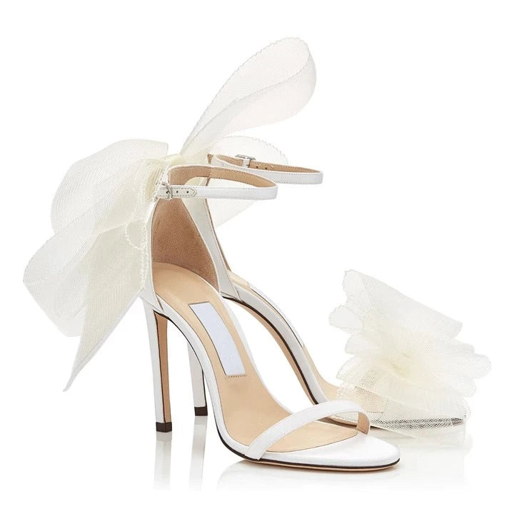Woman Sandals Big Butterfly-Knot Summer 2024 High Heels Pumps Pointed Designer Mary Janes Sexy Stiletto Wedding Wind Solid Shoes