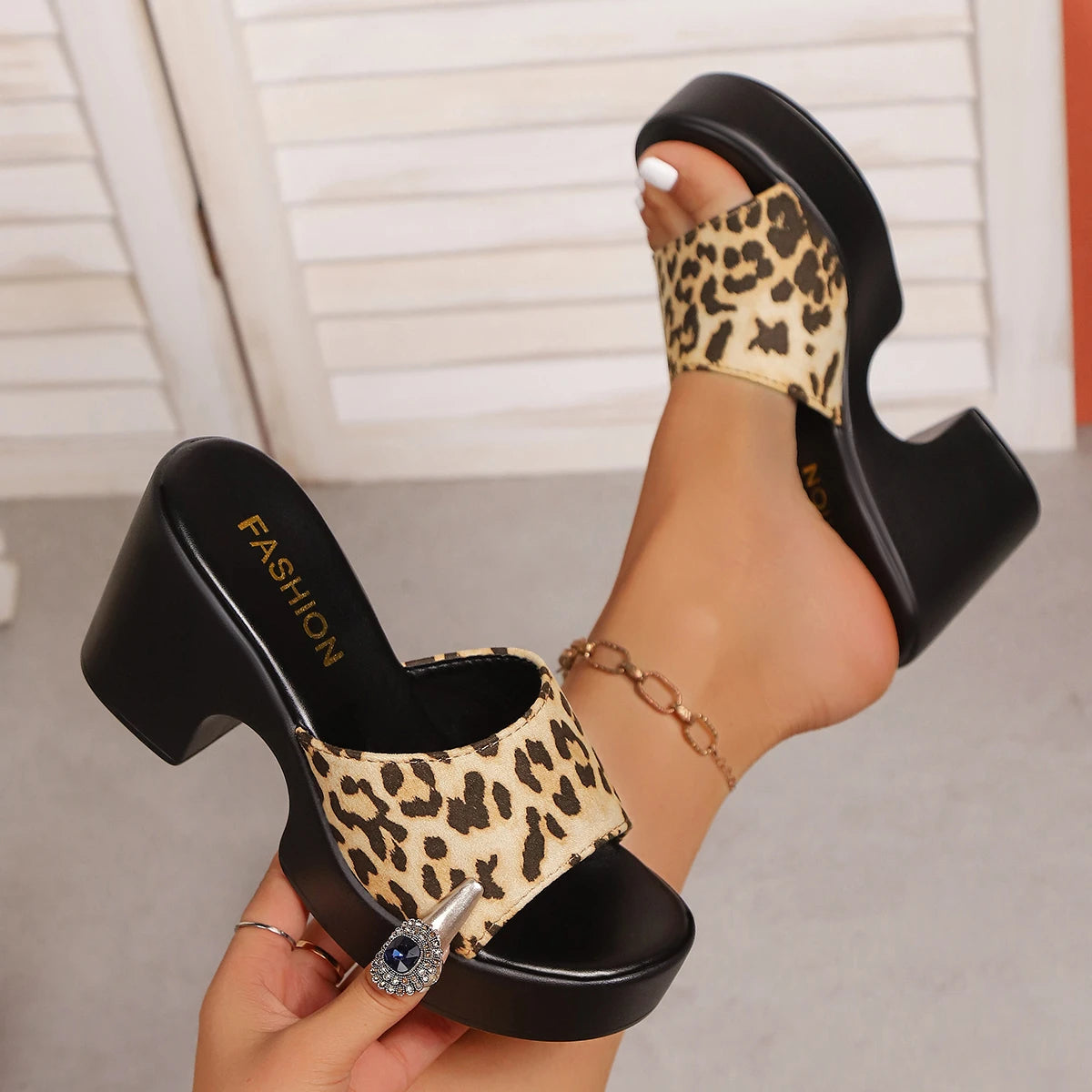 Open Toe Platform Slippers