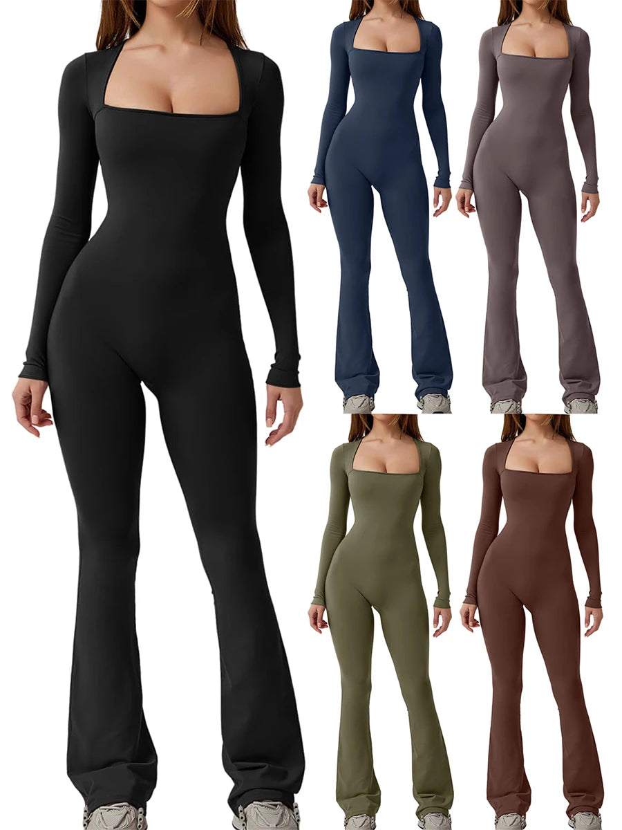 Square Neck Solid Color Romper
