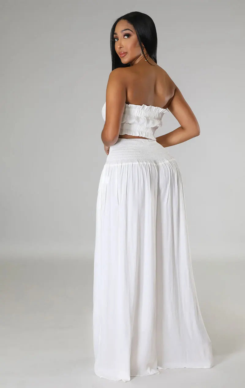 Tube Crop Top 2 Piece Pants Set