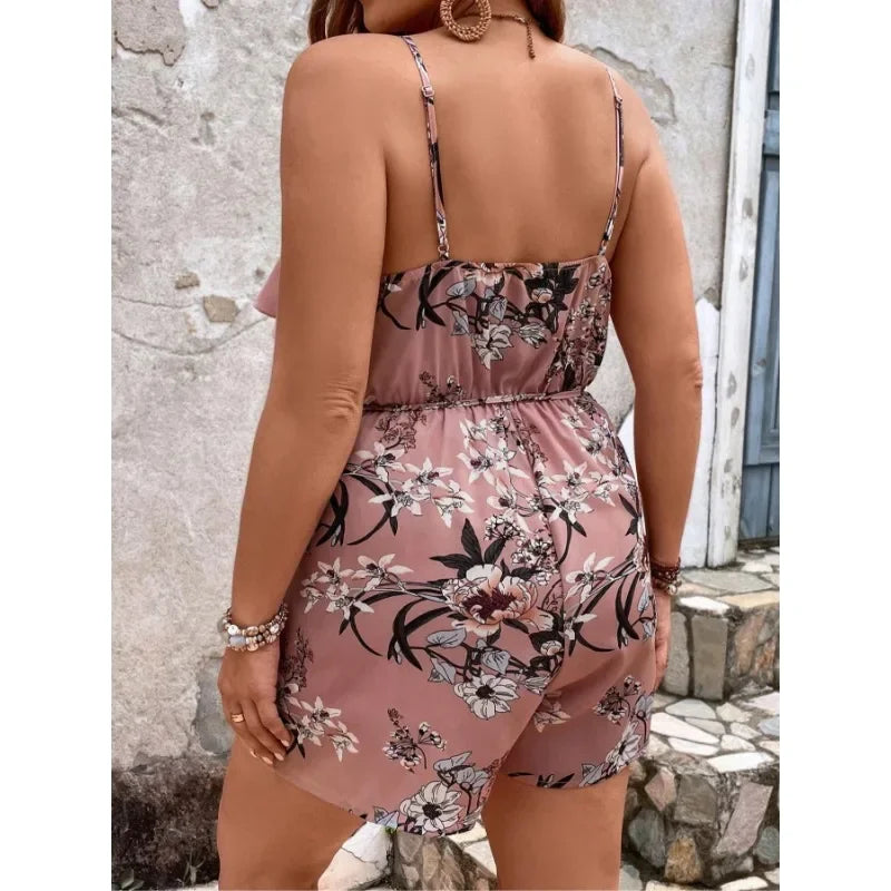 Plus Size 1XL-5XL Women's Fashionable New Bohemian Style Floral Print Comfortable Versatile Jumpsuit