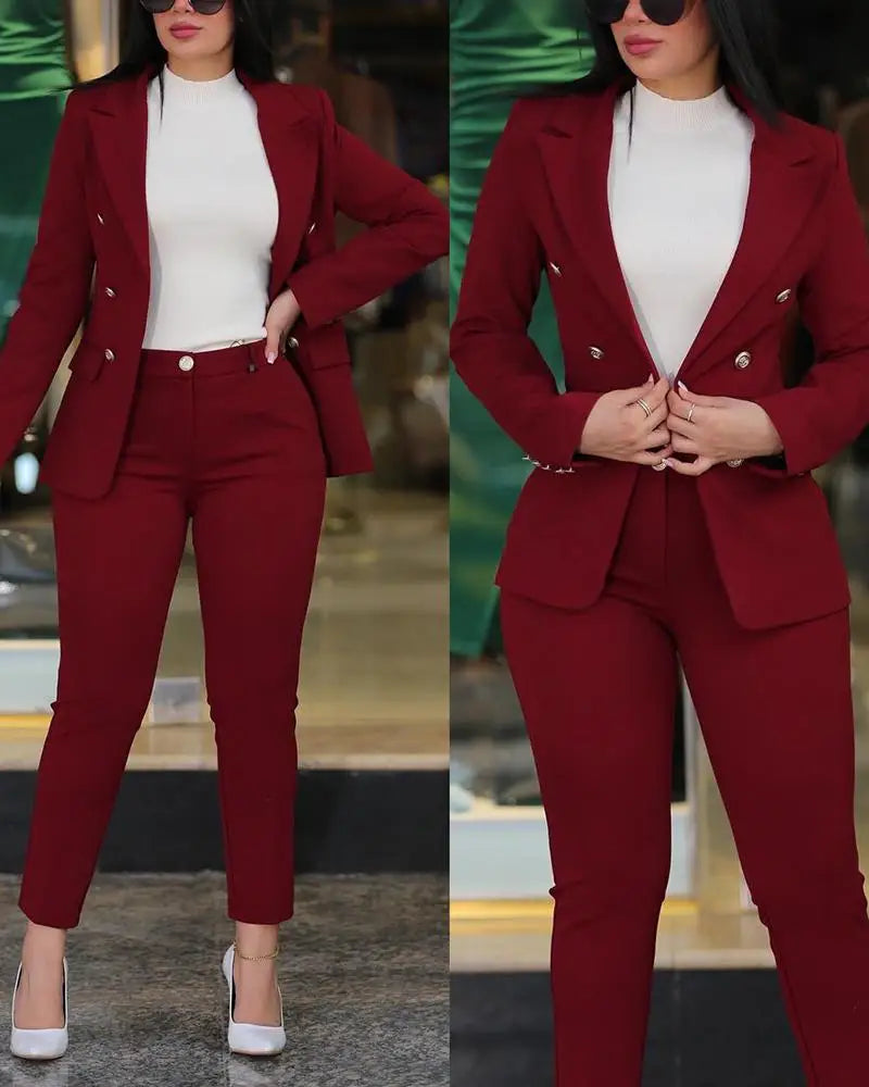2 Piece Long Sleeve Blazer & Pants Set