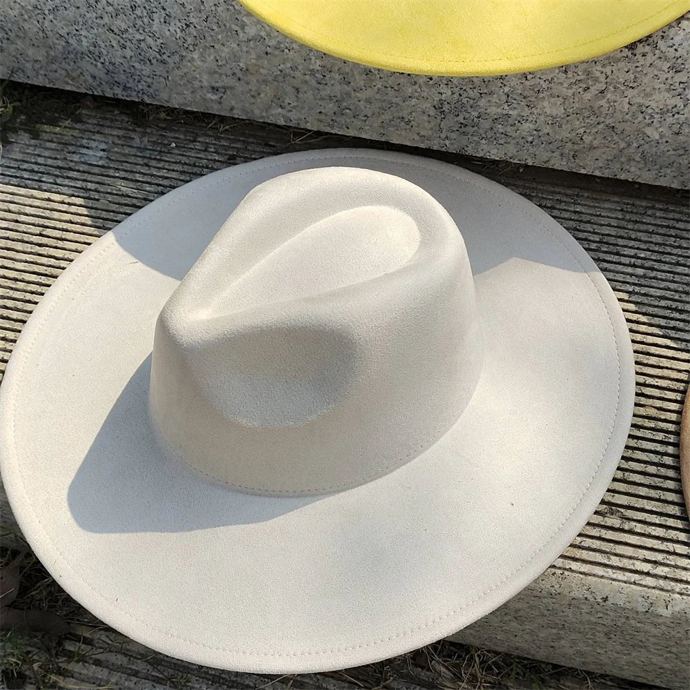 Colorful Suede Wide Brim Felt Fedoras Hat for Women Men Church Jazz Cap Panama Denim Hat Wholesale шляпа женская л