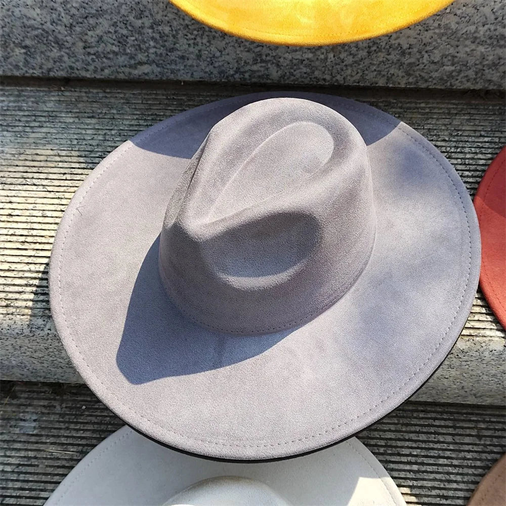 Colorful Suede Wide Brim Felt Fedoras Hat for Women Men Church Jazz Cap Panama Denim Hat Wholesale шляпа женская л
