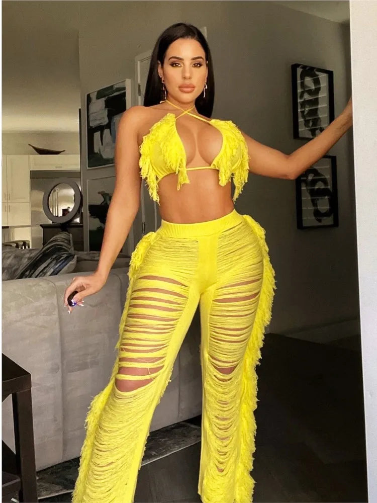 Bra Crop Top & Pants 2 Piece Set