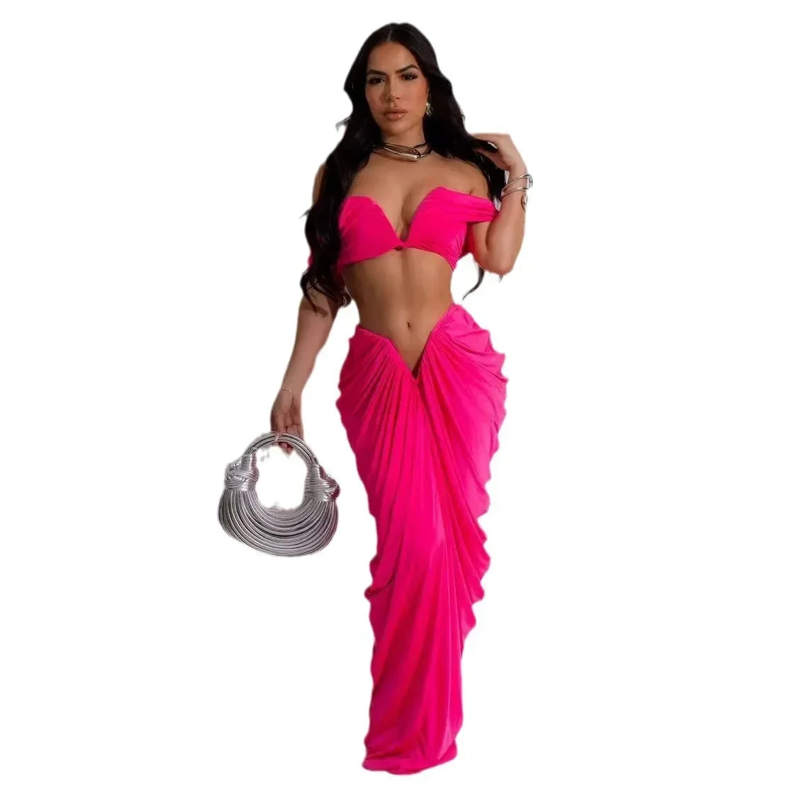 Halter Top & Maxi Long Skirt 2 Piece Set