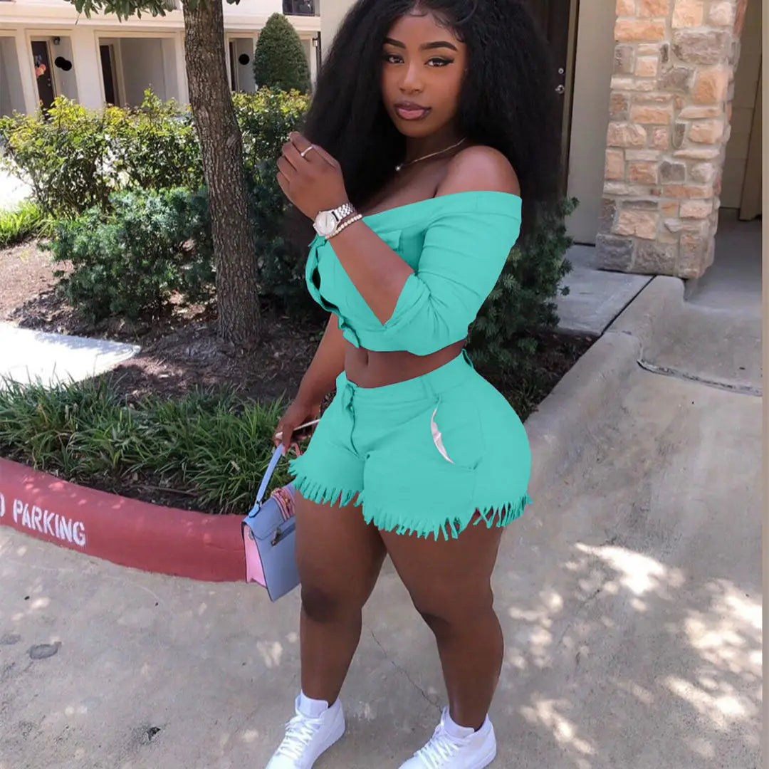 Crop Top & Shorts 2 Piece S-4XL Set