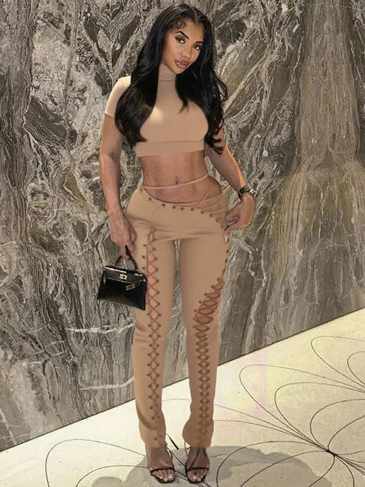 2 Piece Halter & Hollow Out Leggings Set