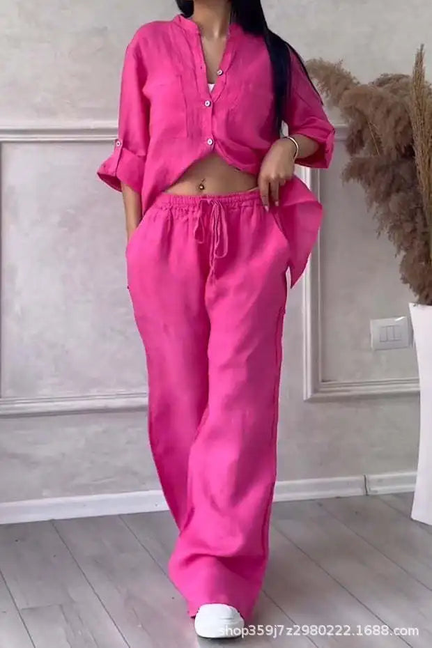 2 Piece Wide Leg Pants Set